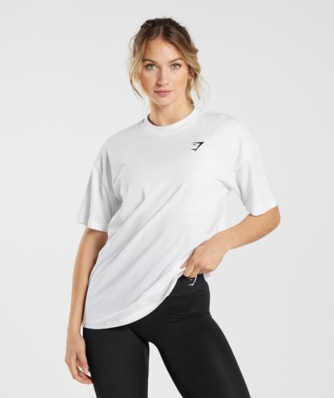 Women's Gymshark Training Oversized T-Shirts White | NZ 6YFIET